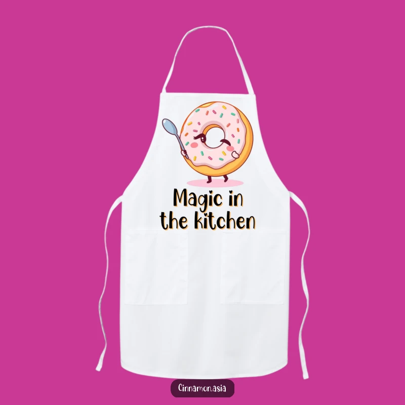 Funny Donut Magic Apron: Winking Sprinkle Character for Kitchen Enchantment, Ideal Funny Gift!