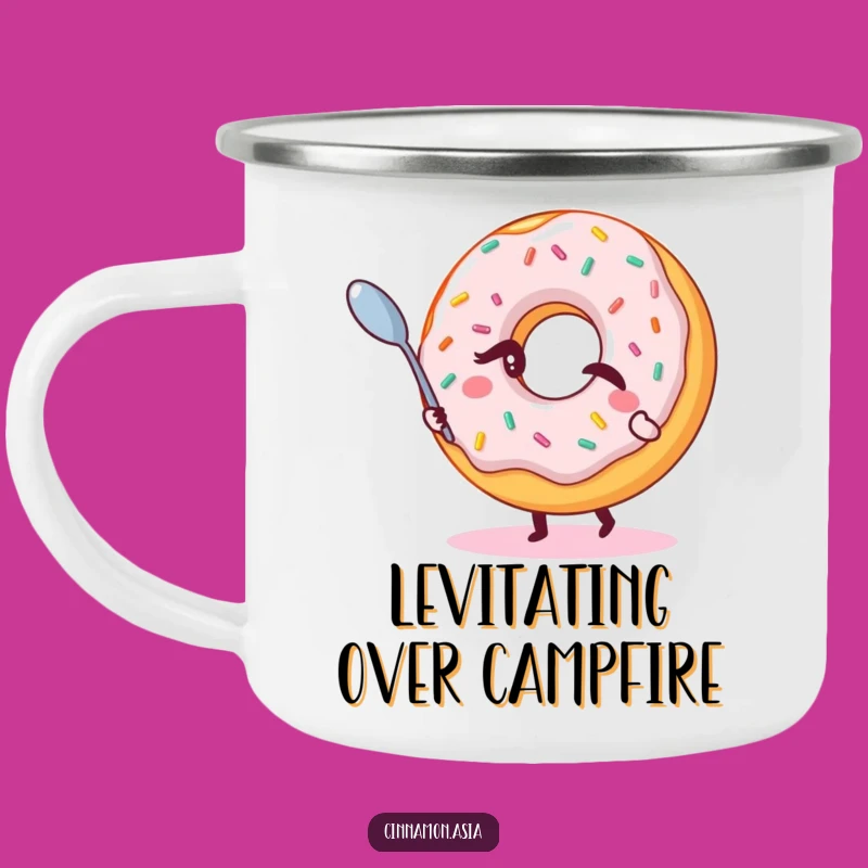 Funny Donut Magic Camping Mug: Winking Sprinkle Character, Outdoor Funny Gift!