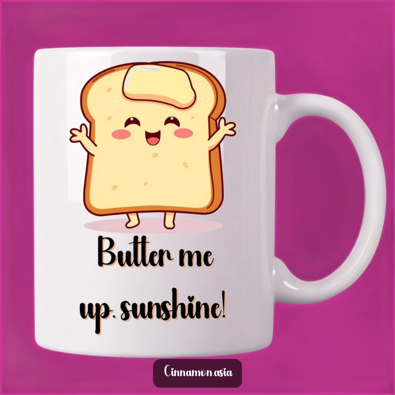 Funny Toast Dancer Mug: A Joyful Buttered Slice Doing a Happy Pose, Perfect Funny Gift!