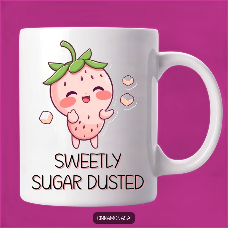 Funny Strawberry Juggler Mug: Blushing Giggle Character, Sugar Cube Fun, Perfect Funny Gift!