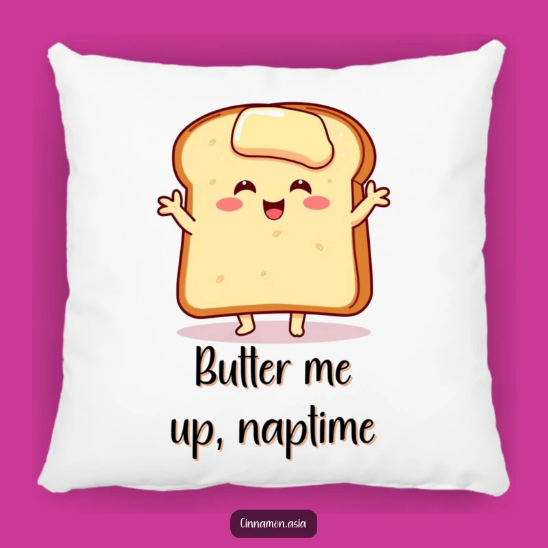 Funny Toast Dancer Pillow: A Buttered Slice Doing a Joyful Pose, Cozy and Hilarious Funny Gift!