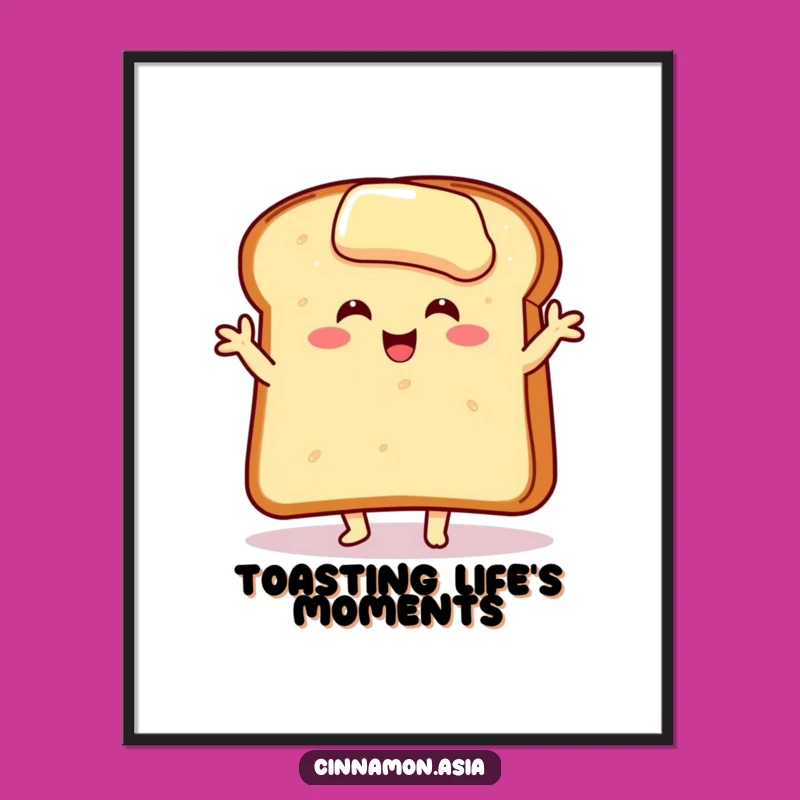 Funny Toast Dancer Digital Art: Buttered Slice Doing a Joyful Pose, Instant Funny Gift!