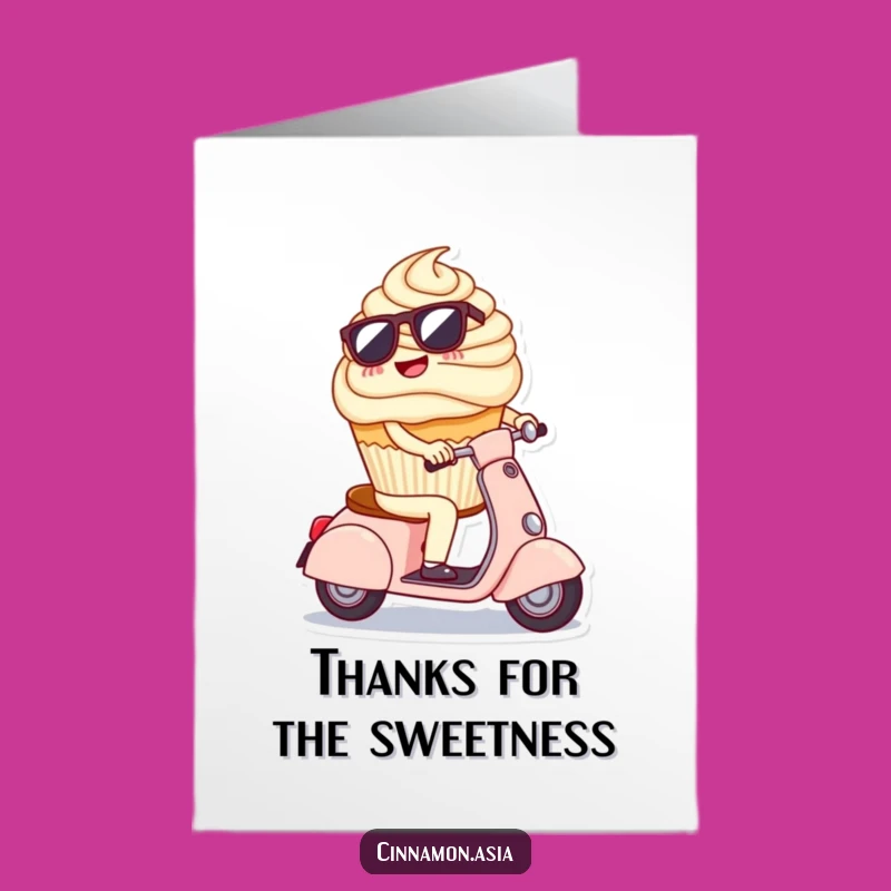 Free Printable Cupcake Scooter Thank You Card - Fun Downloadable Gift