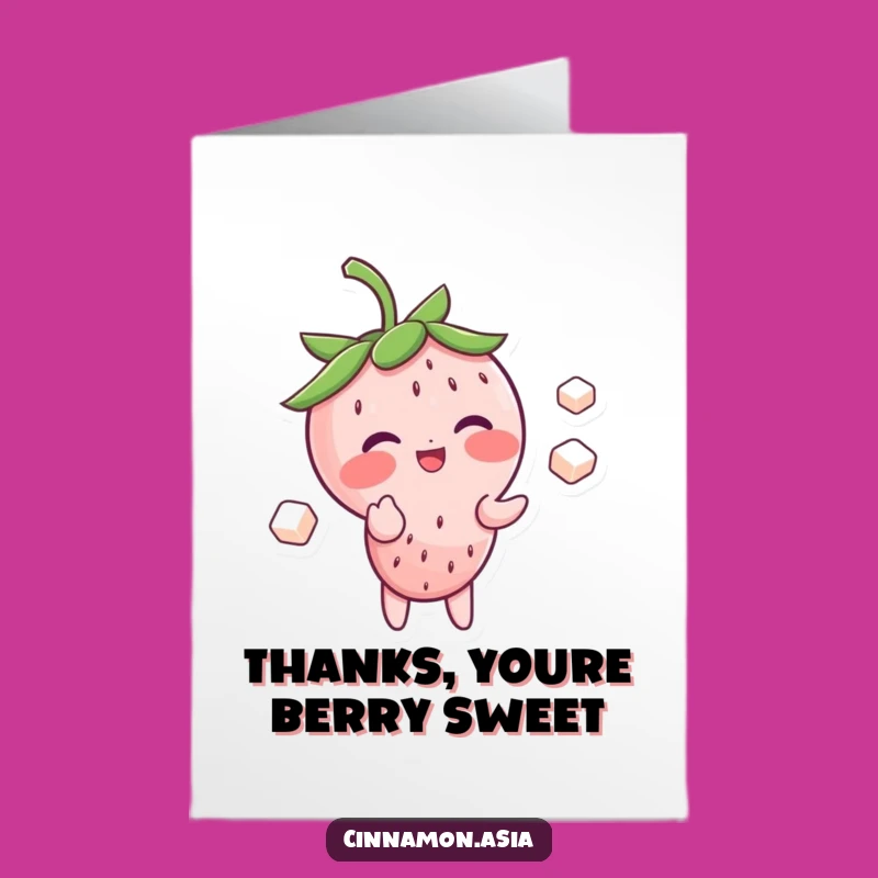 Free Printable Strawberry Juggling Thank You Card - Sweet Downloadable Gift