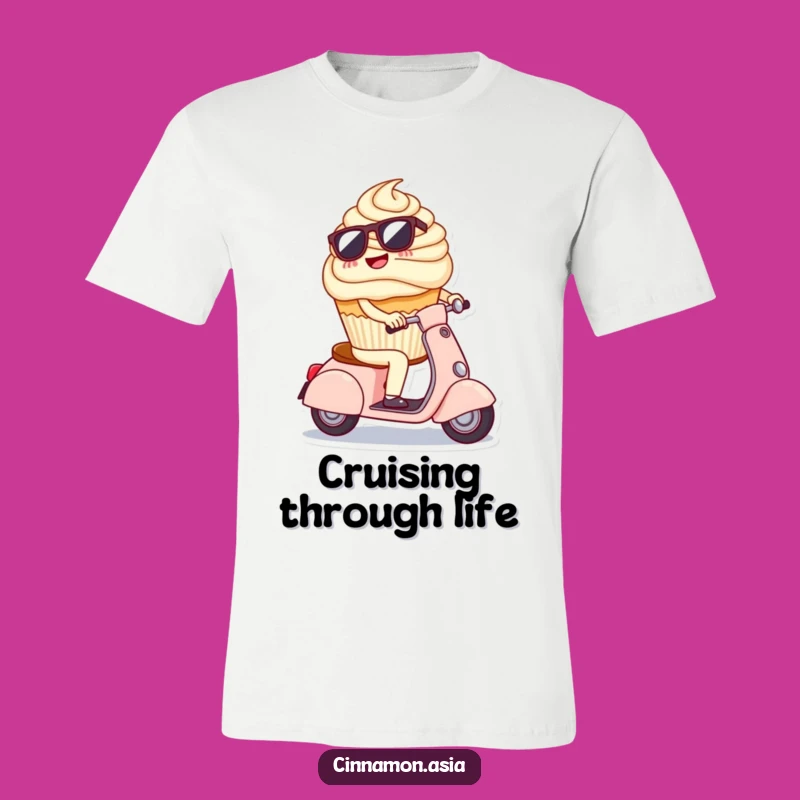 Funny Cool Cupcake T-Shirt: Sunglasses Scooter Rider, Awesome Funny Gift for Sweethearts!