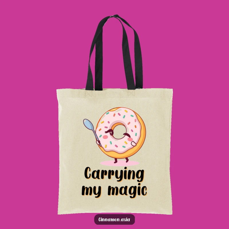 Funny Levitating Donut Tote Bag: Winking Sprinkle Character, Practical and Funny Gift!