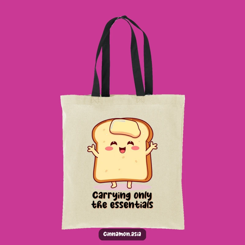 Funny Dancing Toast Tote Bag: Buttered Slice in a Joyful Pose, Practical and Funny Gift!